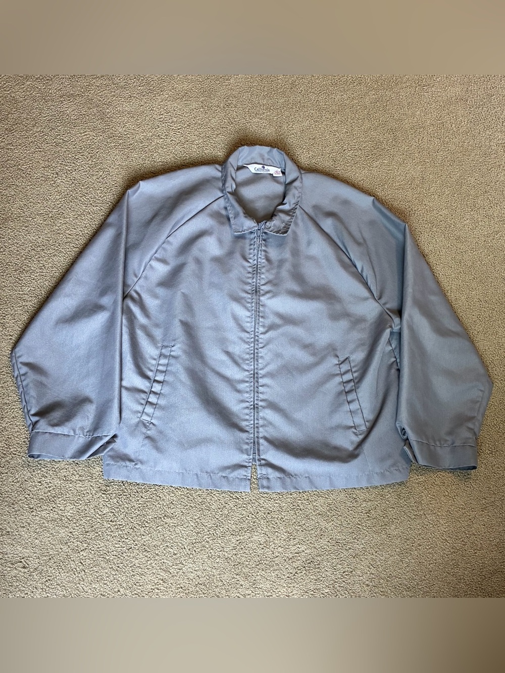 Vintage California Outerwear Full Zip Up Jacket Gray/Blue Windbreaker Mens XL